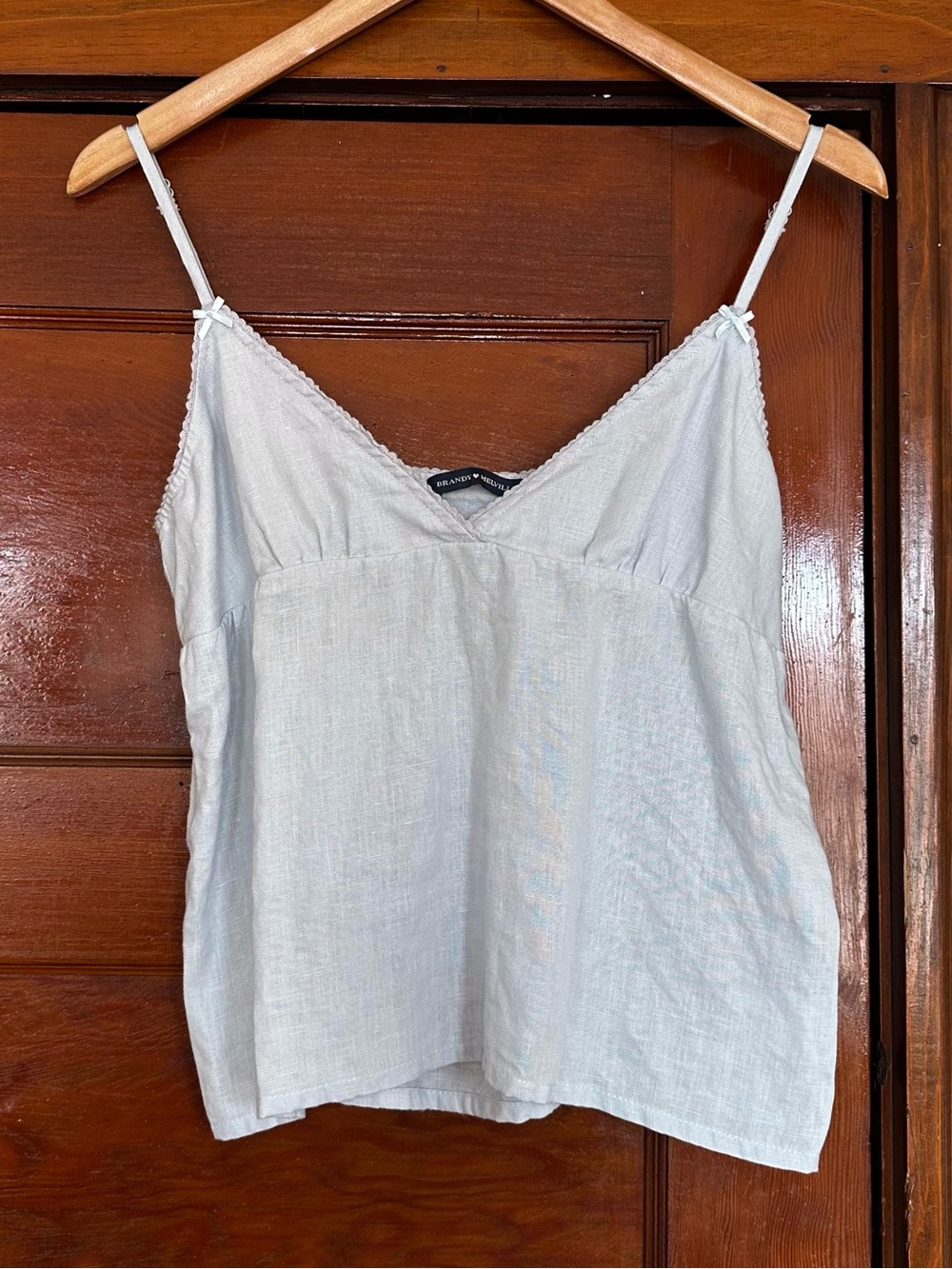 Brandy Melville Linen Babydoll Tank Top Small Light Blue Y2K Coquette Breathable